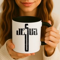 Distressed Jesus Cross Christian Religious Tee Mug