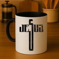Distressed Jesus Cross Christian Religious Tee Mug