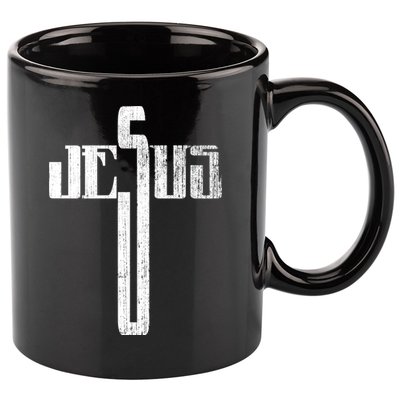 Distressed Jesus Cross Christian Religious Tee 11oz C Handle Ceramic Mug