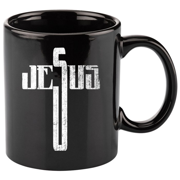 Distressed Jesus Cross Christian Religious Tee 11oz C Handle Ceramic Mug