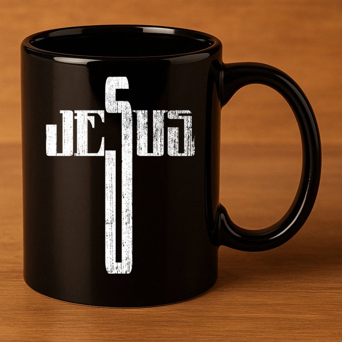Distressed Jesus Cross Christian Religious Tee 11oz C Handle Ceramic Mug