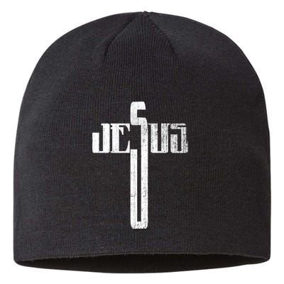 Distressed Jesus Cross Christian Religious Tee Sustainable Beanie