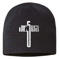 Distressed Jesus Cross Christian Religious Tee Sustainable Beanie