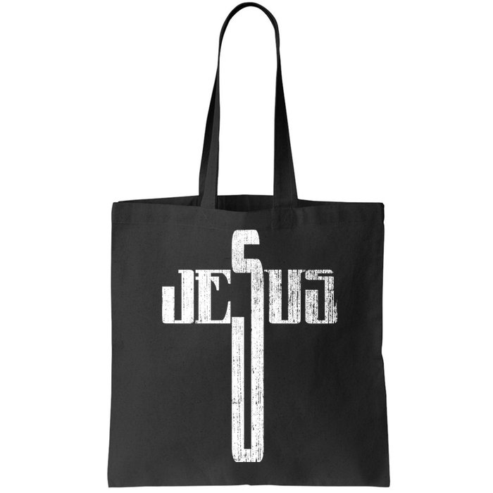 Distressed Jesus Cross Christian Religious Tee Bag