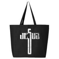 Distressed Jesus Cross Christian Religious Tee 25L Jumbo Tote