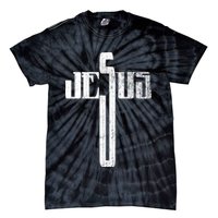 Distressed Jesus Cross Christian Religious Tee Tie-Dye T-Shirt