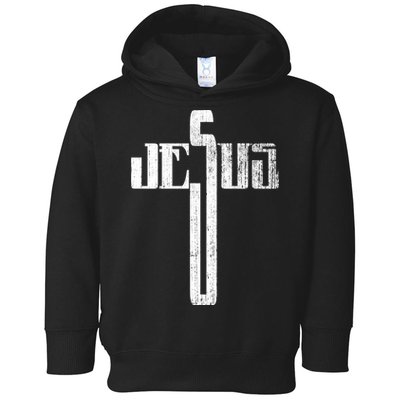 Distressed Jesus Cross Christian Religious Tee Toddler Hoodie