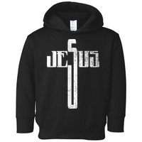 Distressed Jesus Cross Christian Religious Tee Toddler Hoodie