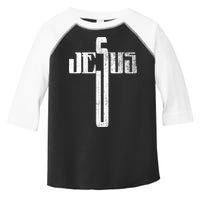 Distressed Jesus Cross Christian Religious Tee Toddler Fine Jersey T-Shirt