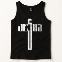 Distressed Jesus Cross Christian Religious Tee Tank Top