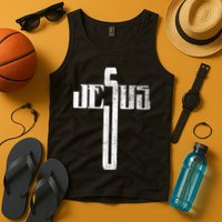Distressed Jesus Cross Christian Religious Tee Tank Top