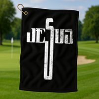 Distressed Jesus Cross Christian Religious Tee Golf Towel