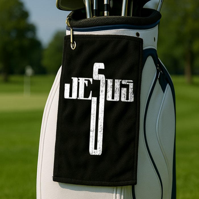 Distressed Jesus Cross Christian Religious Tee Golf Towel