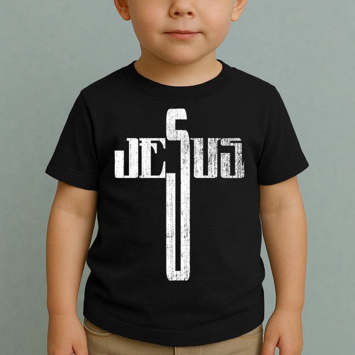 Distressed Jesus Cross Christian Religious Tee Toddler T-Shirt