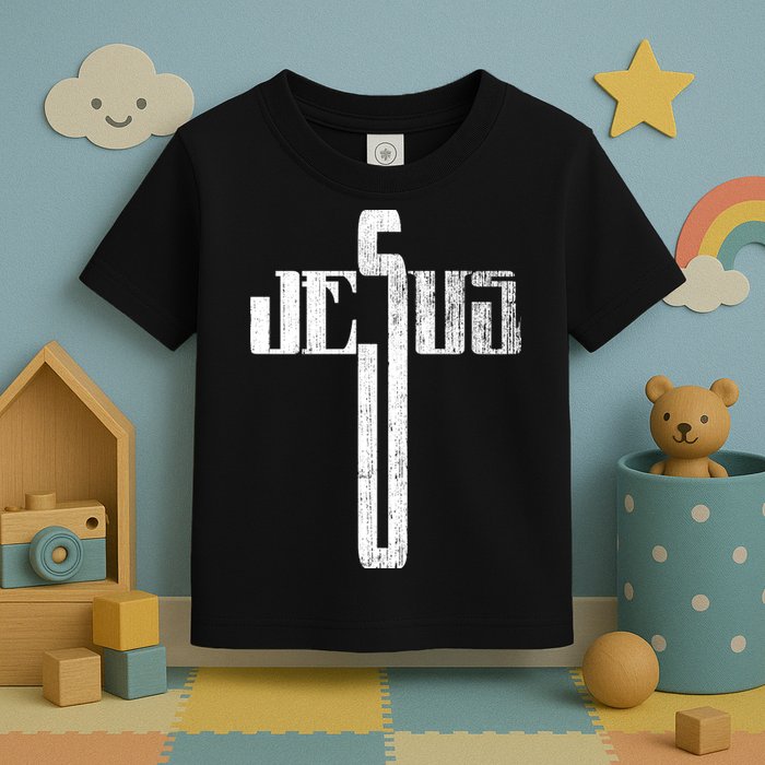 Distressed Jesus Cross Christian Religious Tee Toddler T-Shirt