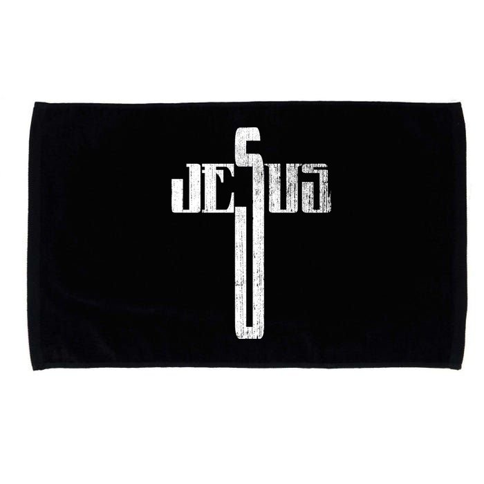 Distressed Jesus Cross Christian Religious Tee Microfiber Hand Towel