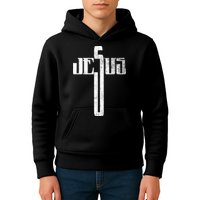 Distressed Jesus Cross Christian Religious Tee Kids Hoodie