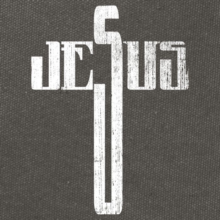 Distressed Jesus Cross Christian Religious Tee Cotton Canvas Backpack