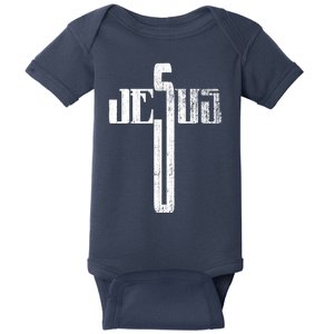 Distressed Jesus Cross Christian Religious Tee Baby Bodysuit