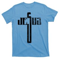 Distressed Jesus Cross Christian Religious Tee T-Shirt