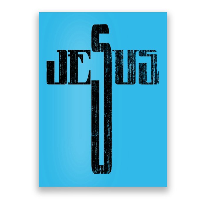 Distressed Jesus Cross Christian Religious Tee Poster