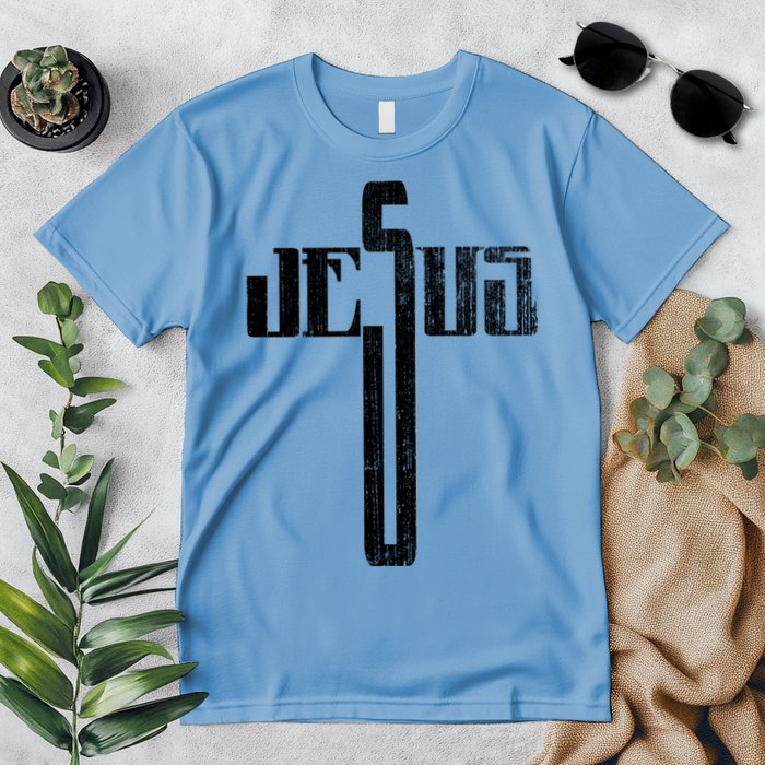 Distressed Jesus Cross Christian Religious Tee Premium T-Shirt
