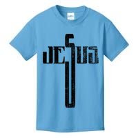Distressed Jesus Cross Christian Religious Tee Kids T-Shirt