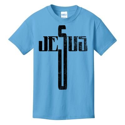 Distressed Jesus Cross Christian Religious Tee Kids T-Shirt