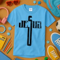 Distressed Jesus Cross Christian Religious Tee Kids T-Shirt