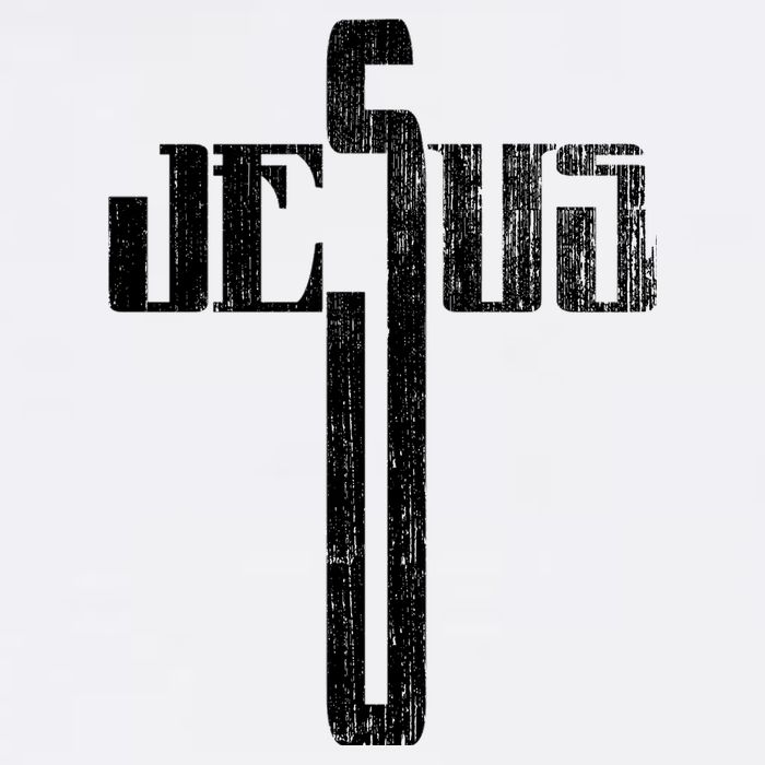 Distressed Jesus Cross Christian Religious Tee Garment-Dyed Sweatshirt