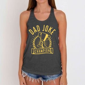 Dad Joke Champion Funny Fathers Day Gift Women's Knotted Racerback Tank