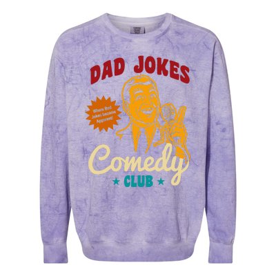 Dad Jokes Comedy Club Funny Retro Colorblast Crewneck Sweatshirt