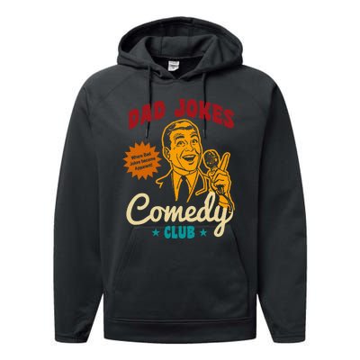 Dad Jokes Comedy Club Funny Retro Performance Fleece Hoodie