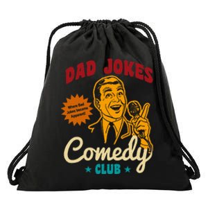 Dad Jokes Comedy Club Funny Retro Drawstring Bag