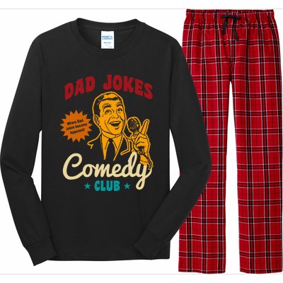 Dad Jokes Comedy Club Funny Retro Long Sleeve Pajama Set