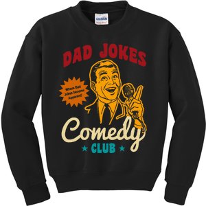 Dad Jokes Comedy Club Funny Retro Kids Sweatshirt