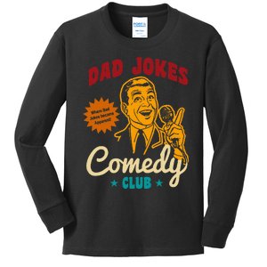 Dad Jokes Comedy Club Funny Retro Kids Long Sleeve Shirt