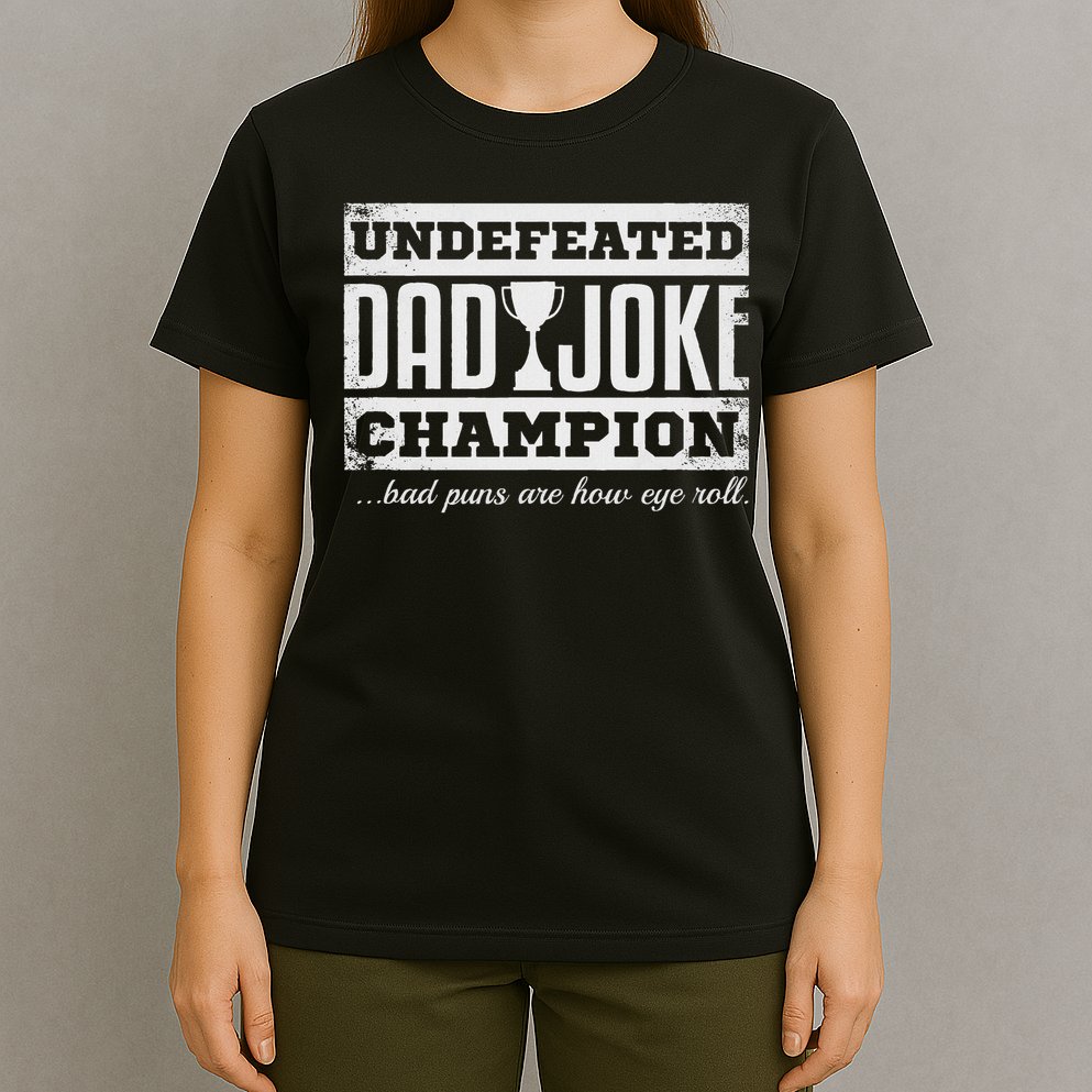 Dad Joke Champion Funny Father's Day Gift Bad Puns T-Shirt