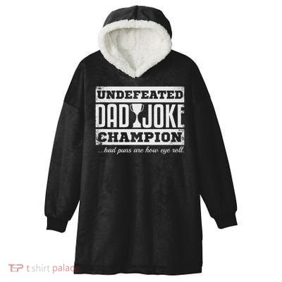 Dad Joke Champion Funny Father's Day Gift Bad Puns Hooded Wearable Blanket
