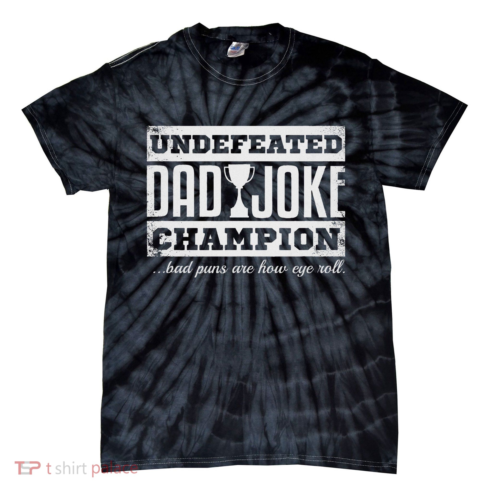 Dad Joke Champion Funny Father's Day Gift Bad Puns Tie-Dye T-Shirt