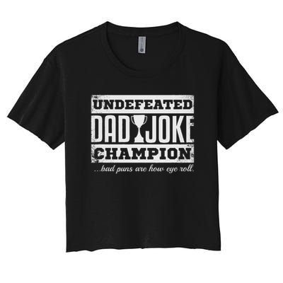 Dad Joke Champion Funny Father's Day Gift Bad Puns Crop Top