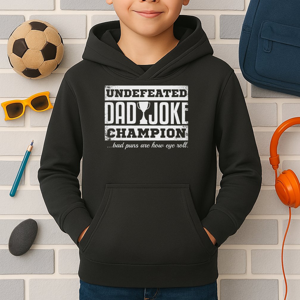 Dad Joke Champion Funny Father's Day Gift Bad Puns Kids Hoodie