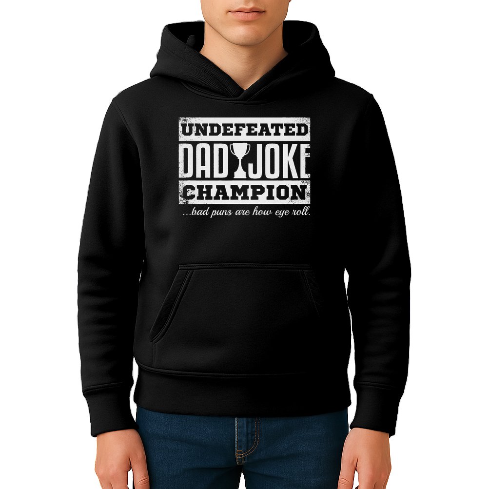 Dad Joke Champion Funny Father's Day Gift Bad Puns Kids Hoodie