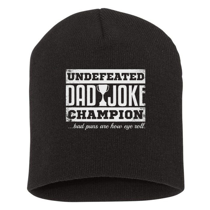 Dad Joke Champion Funny Father's Day Gift Bad Puns Short Acrylic Beanie