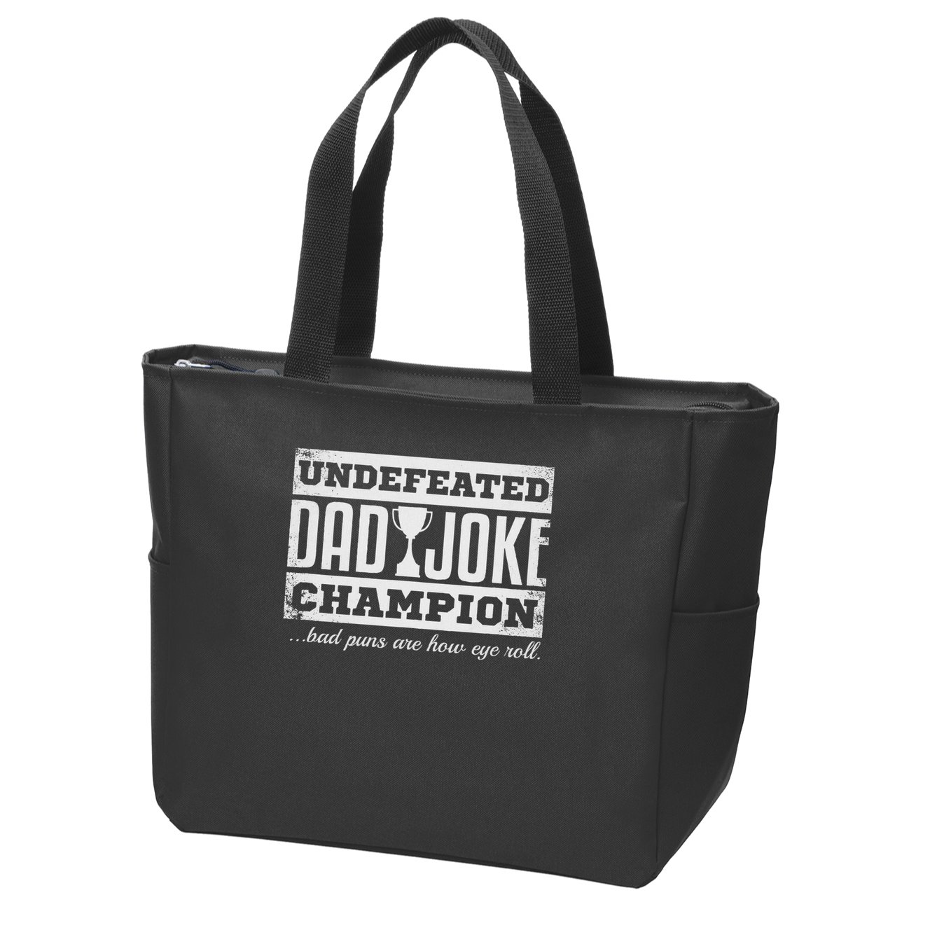 Dad Joke Champion Funny Father's Day Gift Bad Puns Zip Tote Bag
