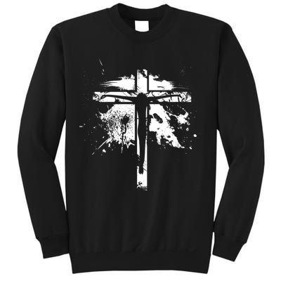 Distressed Jesus Cross Christianity Sweatshirt