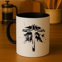 Distressed Jesus Cross Christianity Mug