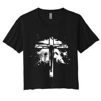 Distressed Jesus Cross Christianity Crop Top