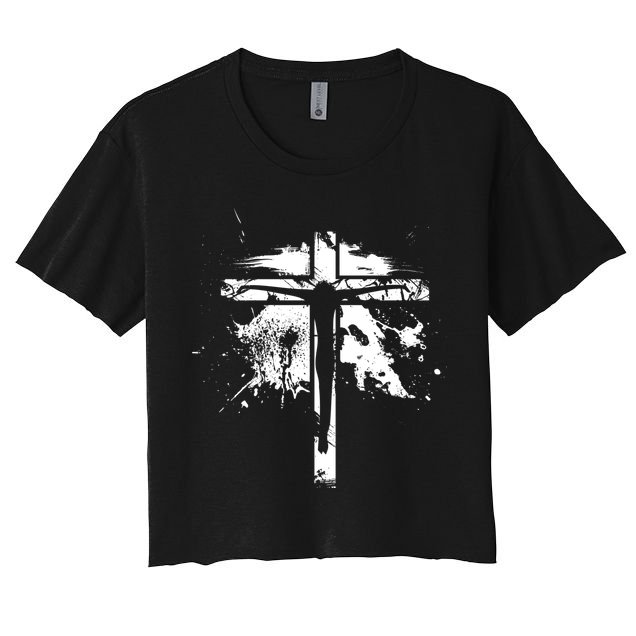 Distressed Jesus Cross Christianity Crop Top