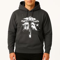 Distressed Jesus Cross Christianity Hoodie